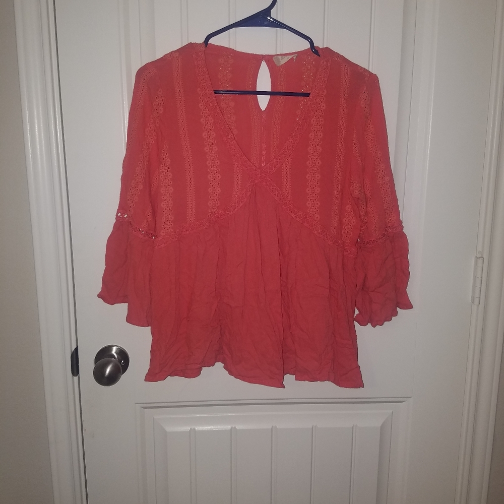 Altard State Coral Baby Doll Top